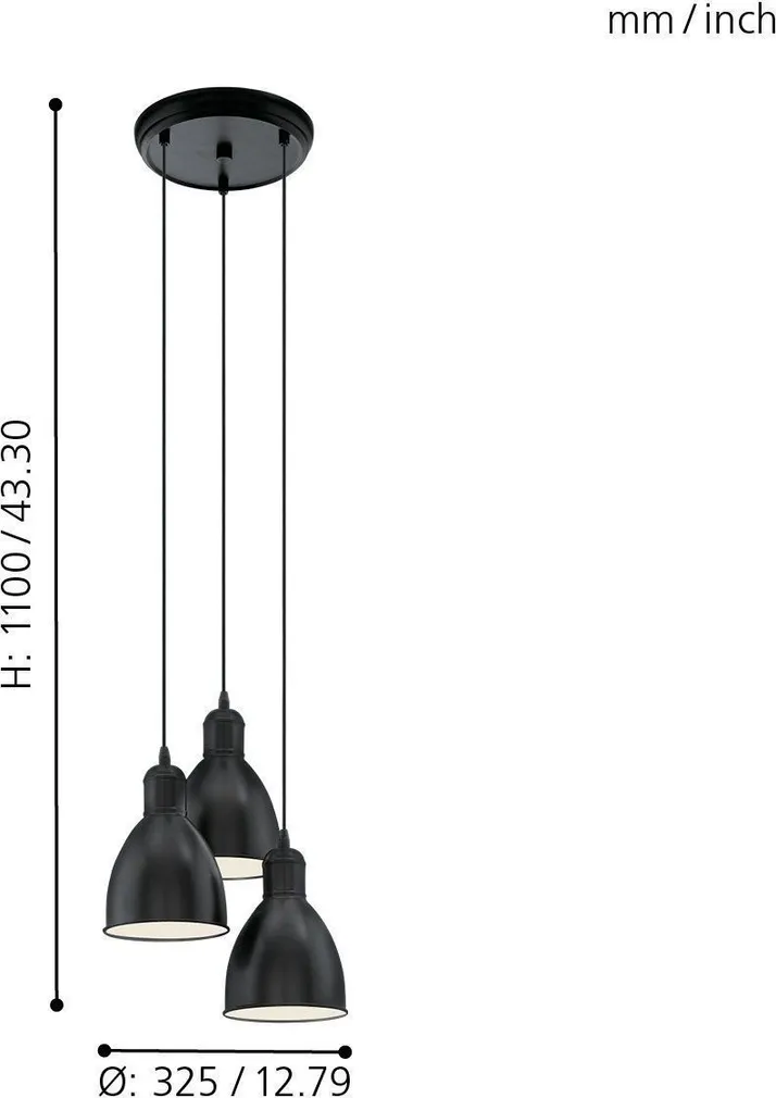 LAELAMP EGLO PRIDDY 3X60W E27 MUST