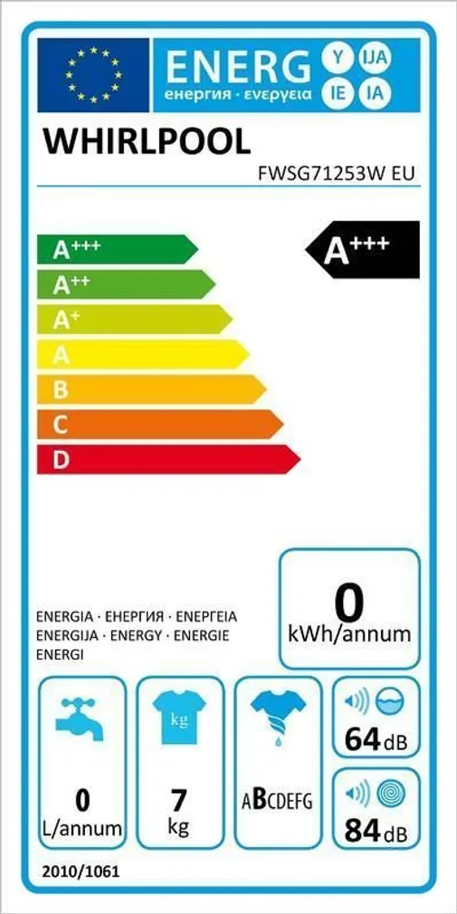 PESUMASIN WHIRLPOOL FWSG71253W EESTLAETAV A+++