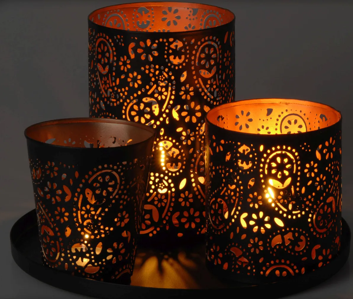 TEEKÜÜNLAHOIDJA 3-LE KÜÜNLALE 230X110X230MM MUST/VASK METALL