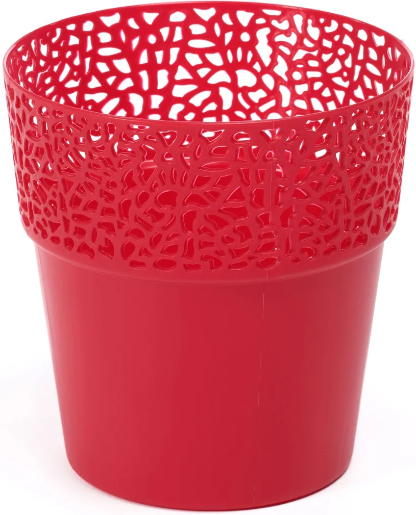LILLEPOTT ROSA D.13/H.13,5CM PUNANE PLASTIK