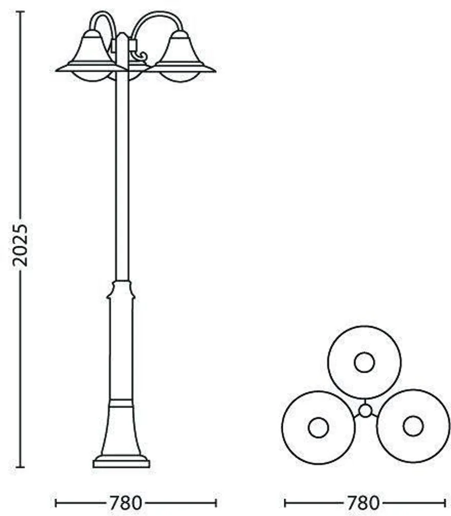 AIAVALGUSTI PHILIPS PROVENCE KOLMENE POST 23W E27 270LM IP44
