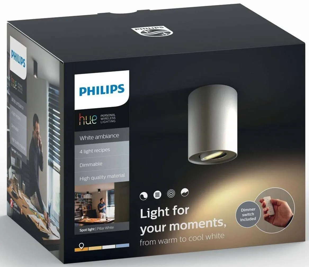 KOHTVALGUSTI PHILIPS 5,5W LED PILLAR VALGE HUE TIMMERIGA