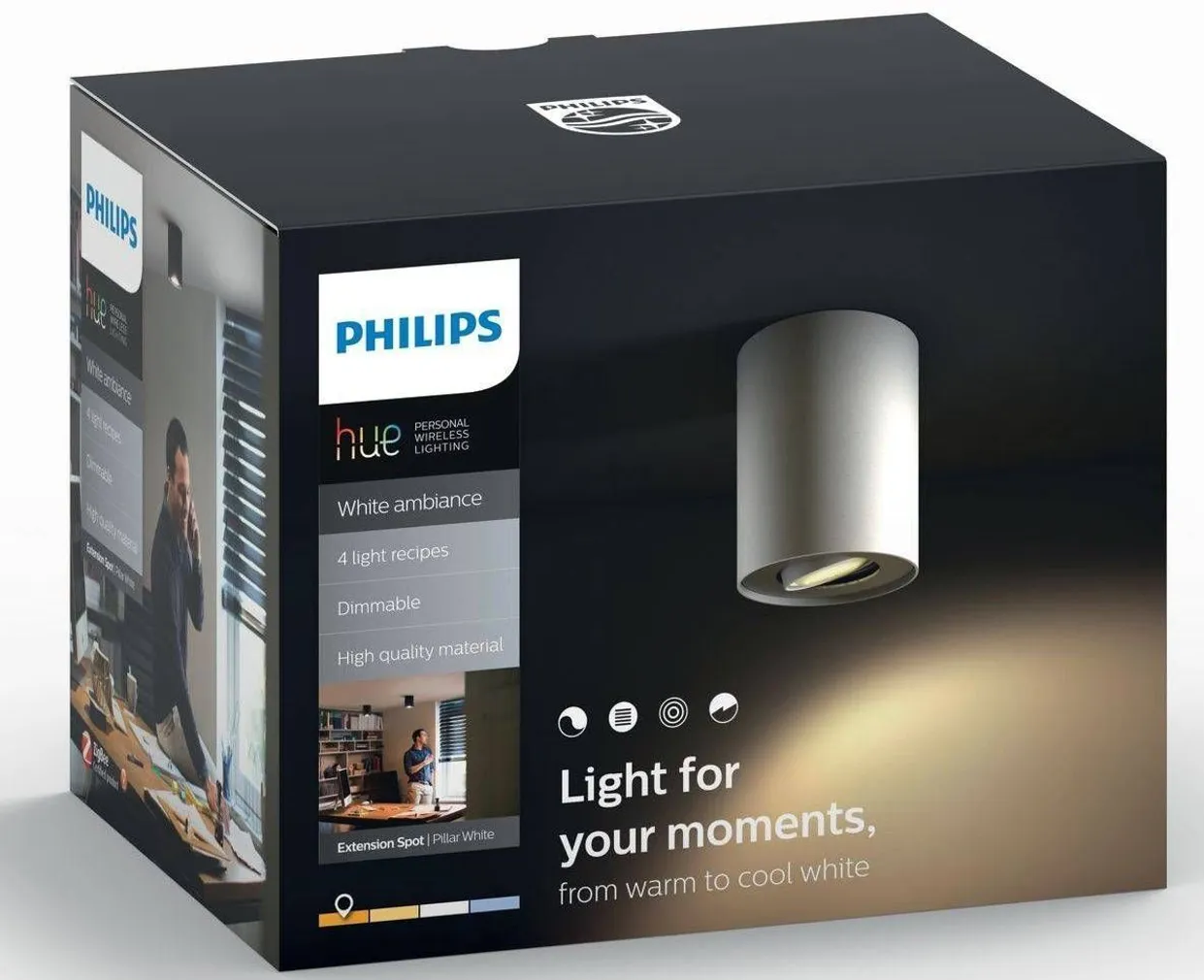 KOHTVALGUSTI PHILIPS 5,5W LED PILLAR VALGE HUE