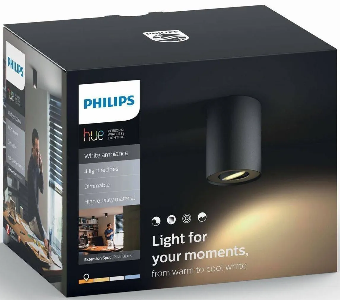 KOHTVALGUSTI PHILIPS 5,5W LED PILLAR MUST HUE