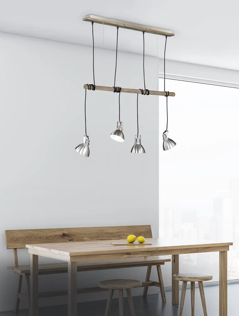 LAELAMP TRIO TIMBER 4XE14 28W MATT NIKKEL