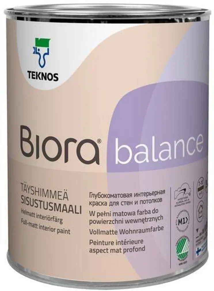 SEINAVÄRV TEKNOS BIORA BALANCE 0,9L VALGE TÄISMATT