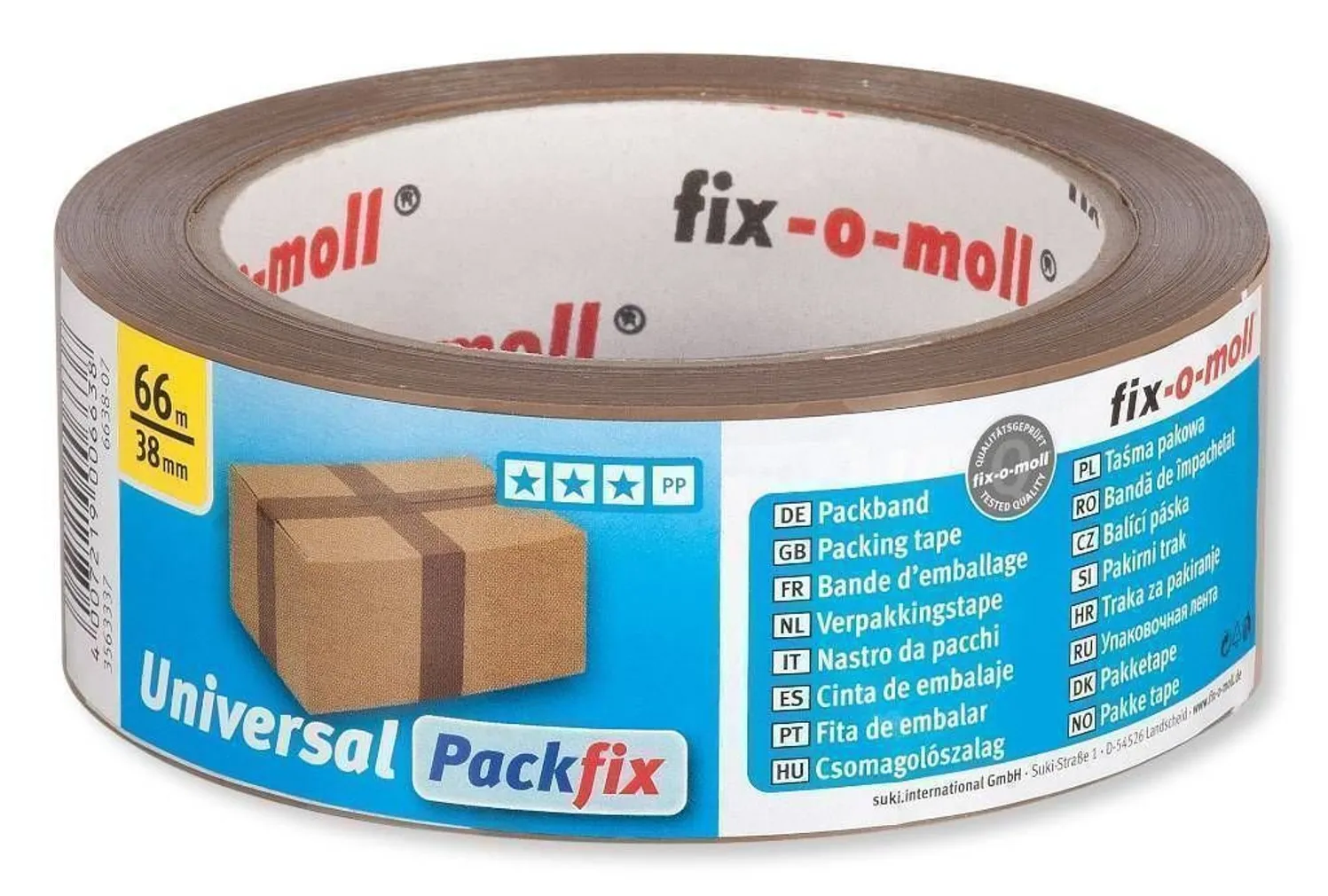 UNIVERSAALNE PAKKETEIP FIX-O-MOLL 38MMX66M PRUUN