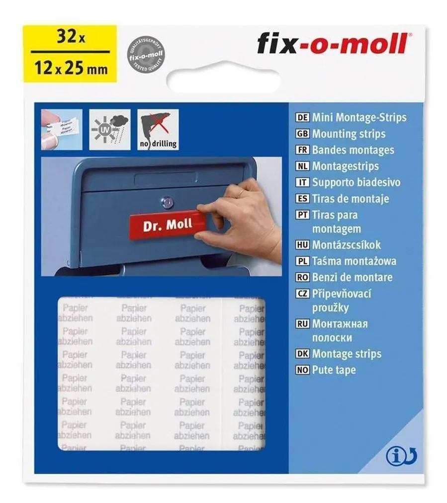 KAHEPOOLNE KLEEPS FIX-O-MOLL 12X25MM VALGE 32TK