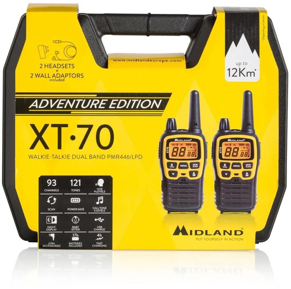 KÄSIRAADIOSAATJA MIDLAND XT70 ADVENTURE 1000MAH NIMH 2TK