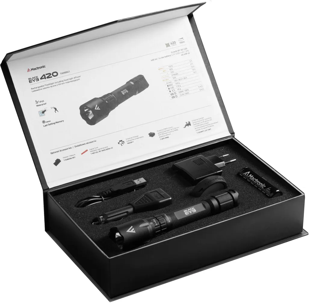 USB-GA LAETAV TASKULAMP MACTRONIC BLACK EYE 5W LED 420L 
