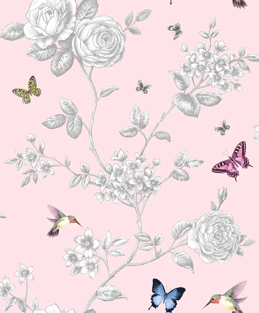 TAPEET ROSE GARDEN ROOSA/LILL/LIBLIKAS