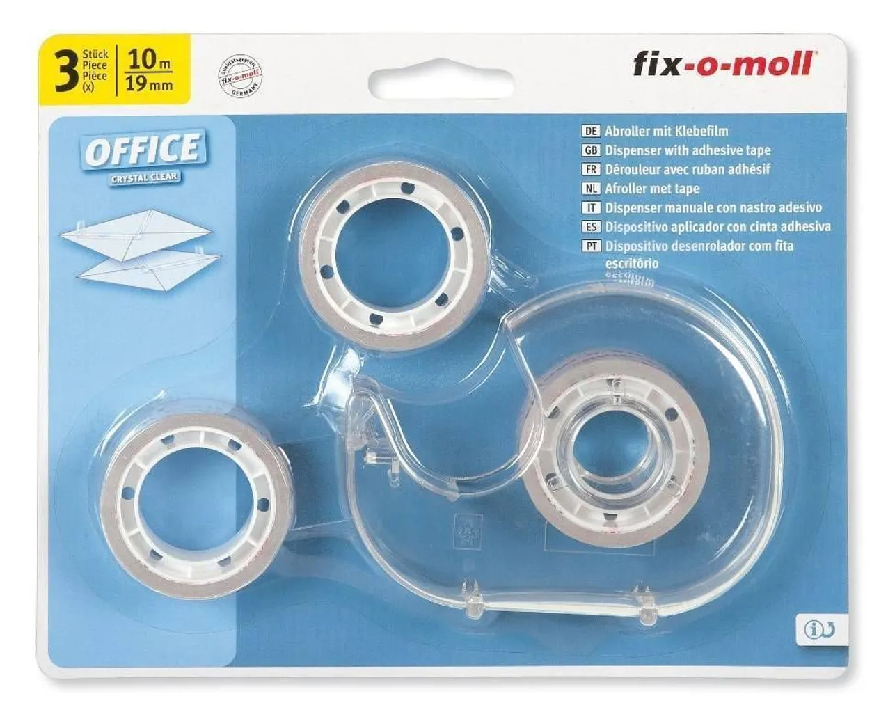 KONTORITEIP DISPENSERIGA 10M 19MM KOMPLEKT