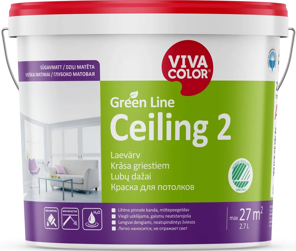 LAEVÄRV VIVACOLOR GREEN LINE CEILING 2 2,7L VALGE TÄISMATT