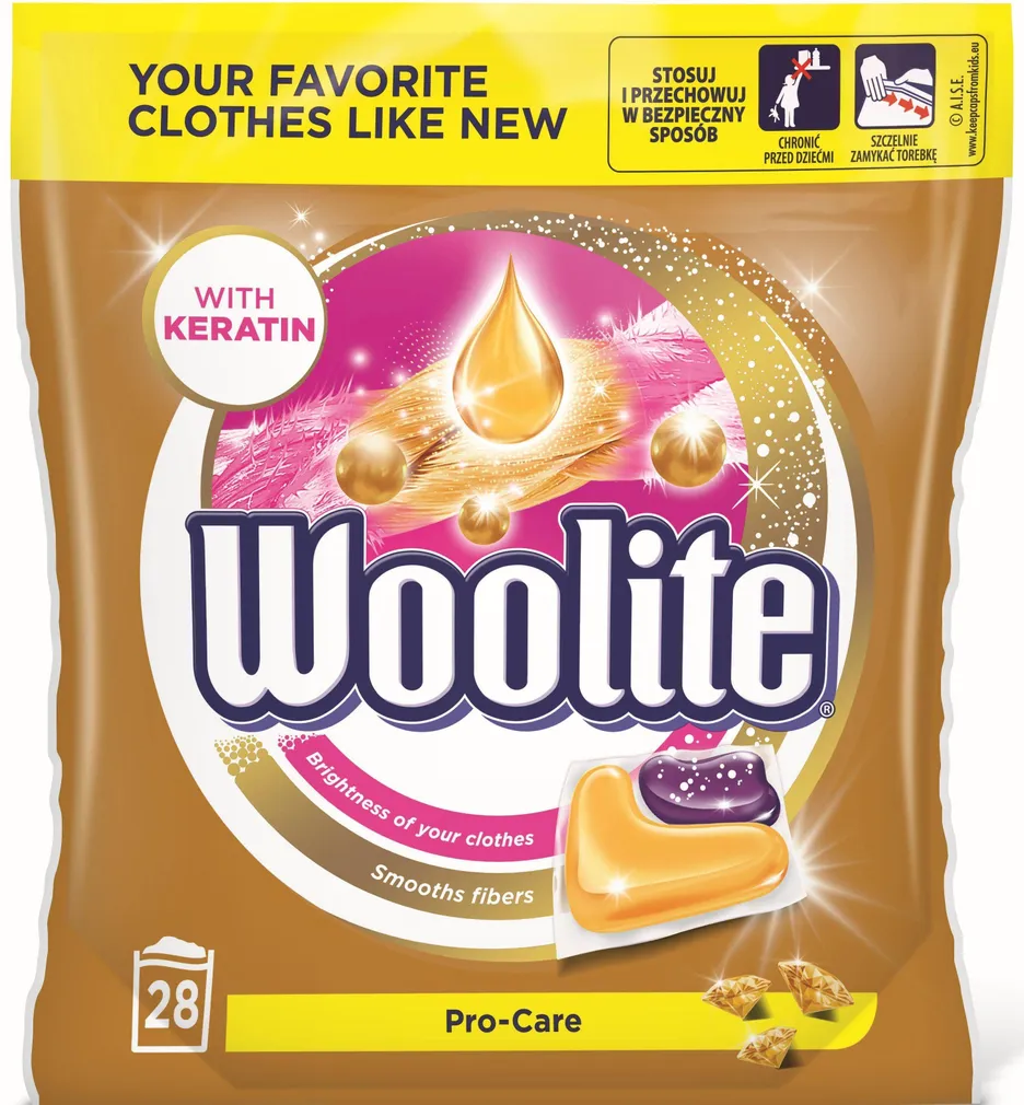 PESUVAHEND WOOLITE GEELKAPSLID DUAL PRO-CARE 28TK