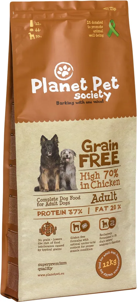 LEMMIKLOOMA TÄISTOIT TÄISKASVANUD KOERTELE PLANET PET SOCIETY KANA-KARTULI 12KG