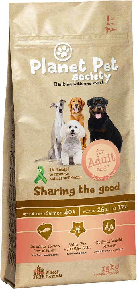 LEMMIKLOOMA TÄISTOIT TÄISKASVANUD KOERTELE PLANET PET SOCIETY LÕHE-KARTULI 12KG