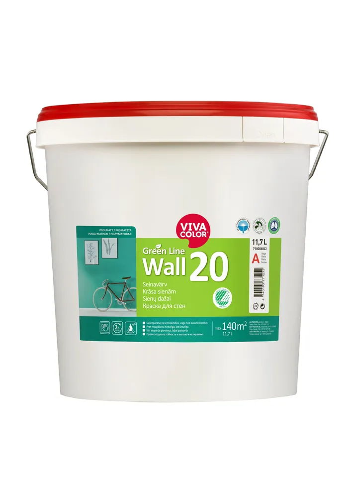 SEINAVÄRV VIVACOLOR GREEN LINE WALL 20 11,7L VALGE POOLMATT
