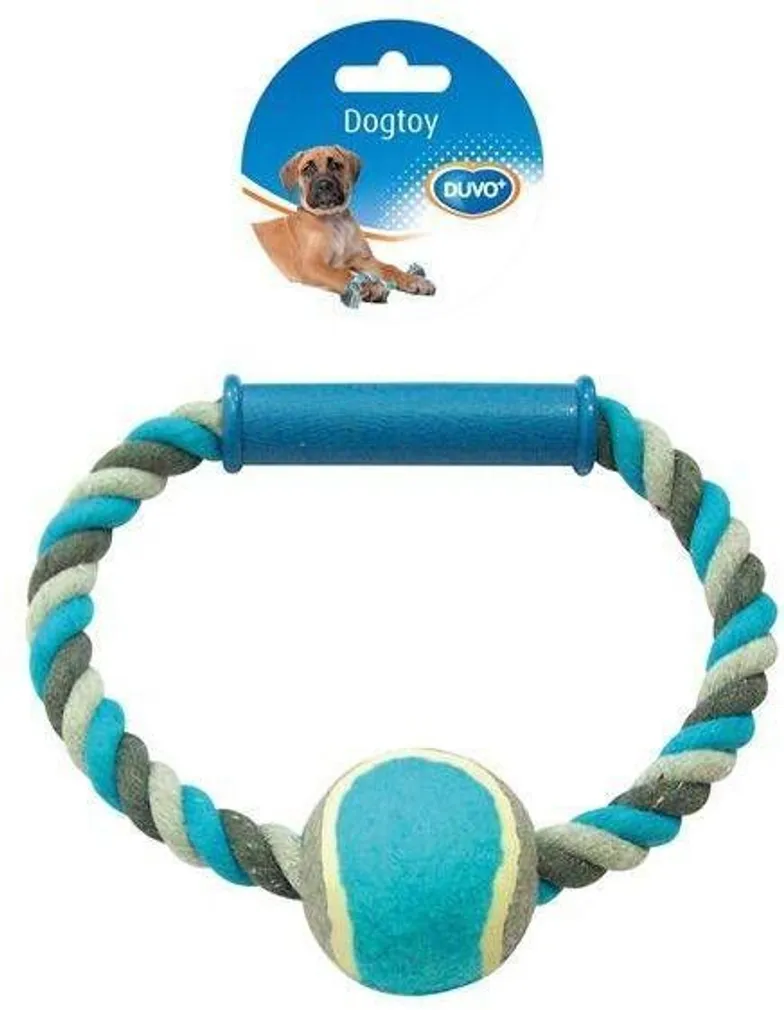 LEMMIKLOOMA NÖÖRLELU RÕNGAS TENNISEPALLIGA DUVO+ 18CM HALL/SININE
