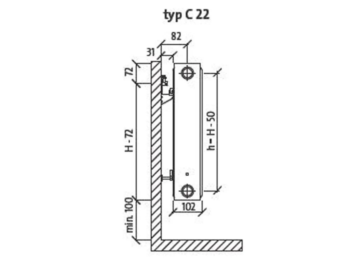PANEELRADIAATOR PURMO COMPACT PC22 TERAS 600X600X102MM KÜLGÜHENDUS 1025W