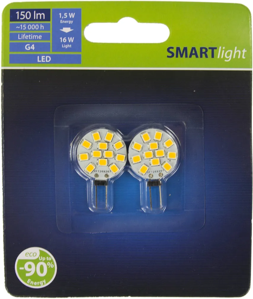 LED LAMP 1,5W G4 150LM 3000K 2TK PAKIS SMARTLIGHT
