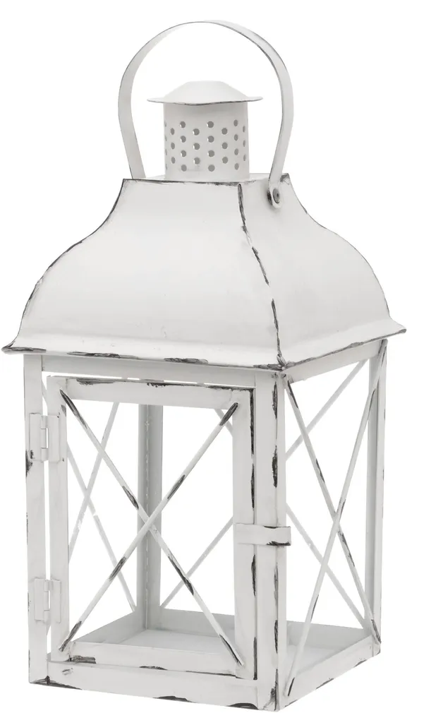 LATERN LYDIA RUSTIC POLARLANTERNS 17X17X34CM VALGE METALL/KLAAS