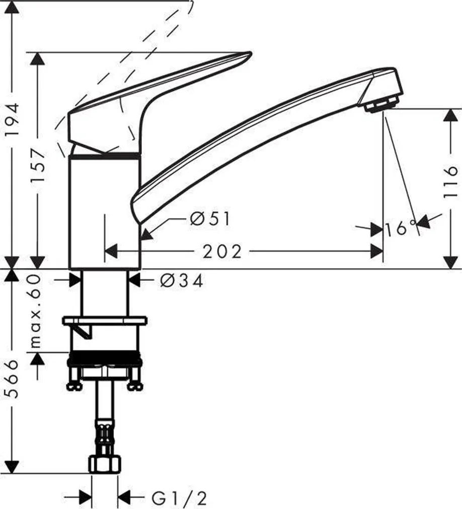 KÖÖGISEGISTI HANSGROHE LOGIS 120 HG71830000 KROOM