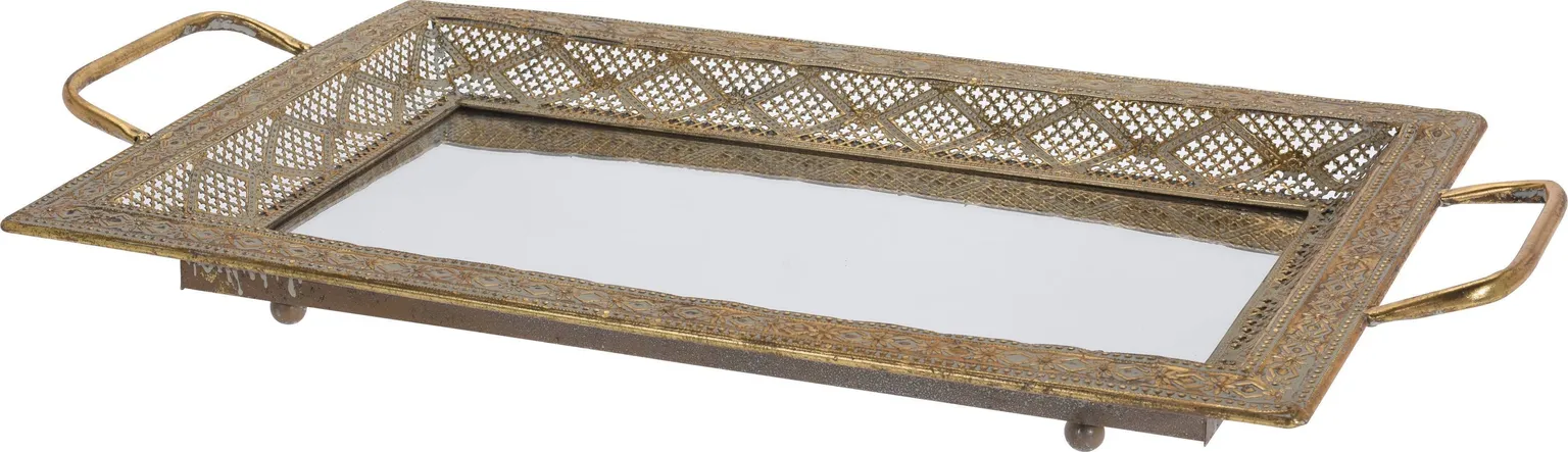 SANGADEGA KANDIK 62X33,5CM METALL ANTIIK TUME KULD