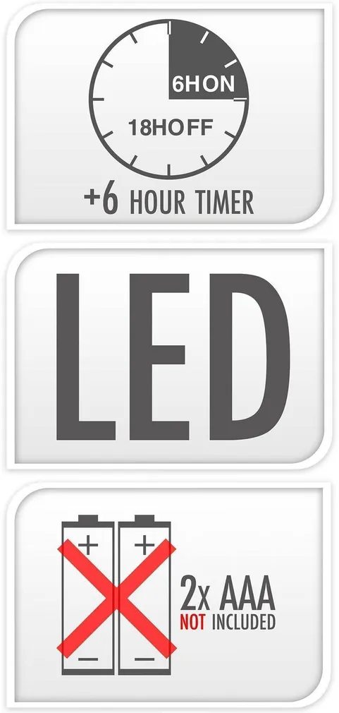 LED KÜÜNAL Ø7X9CM TAIMERIGA PATAREI TOITEL PUNANE