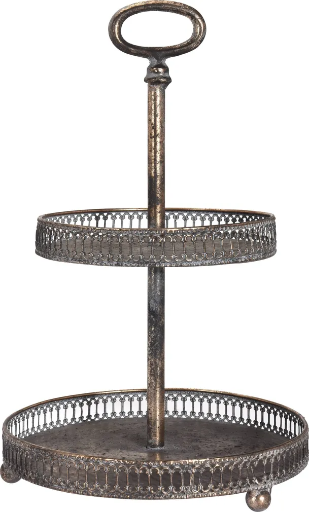 SERVEERIMISALUS 2-KORDNE Ø23X36CM METALL ANTIIK TUME KULD