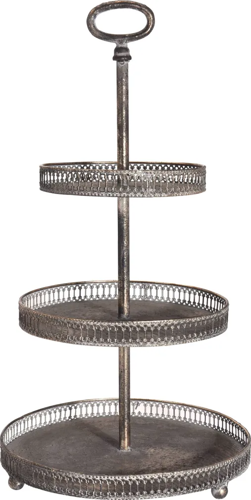 SERVEERIMISALUS 3-KORDNE Ø28X51,5CM METALL ANTIIK TUME KULD