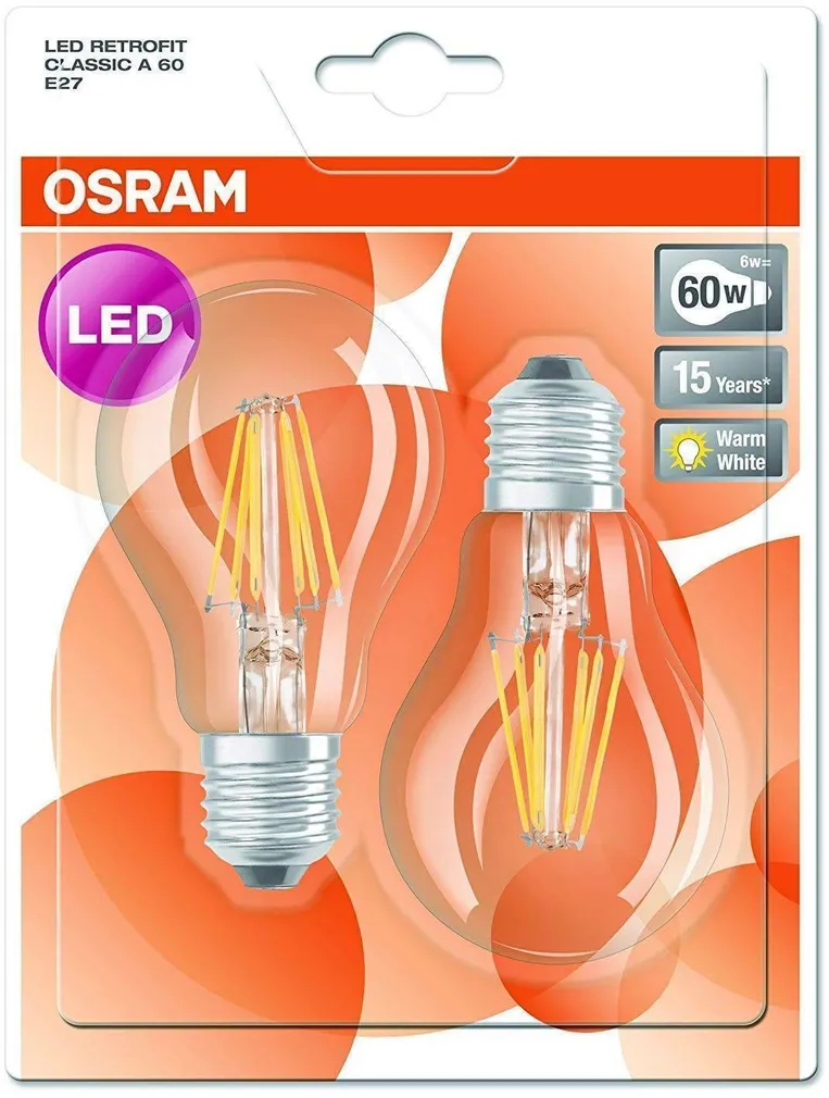 LED LAMP 7W E27 A60 806LM 2700K 2TK PAKIS OSRAM