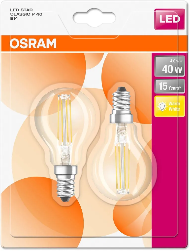 LED LAMP OSRAM LED RETROFIT CLASSIC 4W E14 P40 470LM 2700K MATT 2TK PAKIS