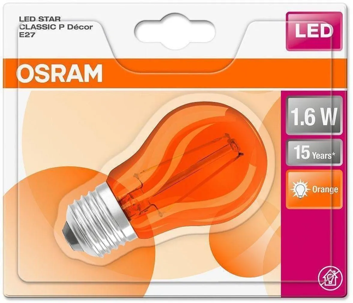 LED LAMP OSRAM LED STAR DECO CLASSIC ORANŽ 1,6W E27 A60 136LM 1500K