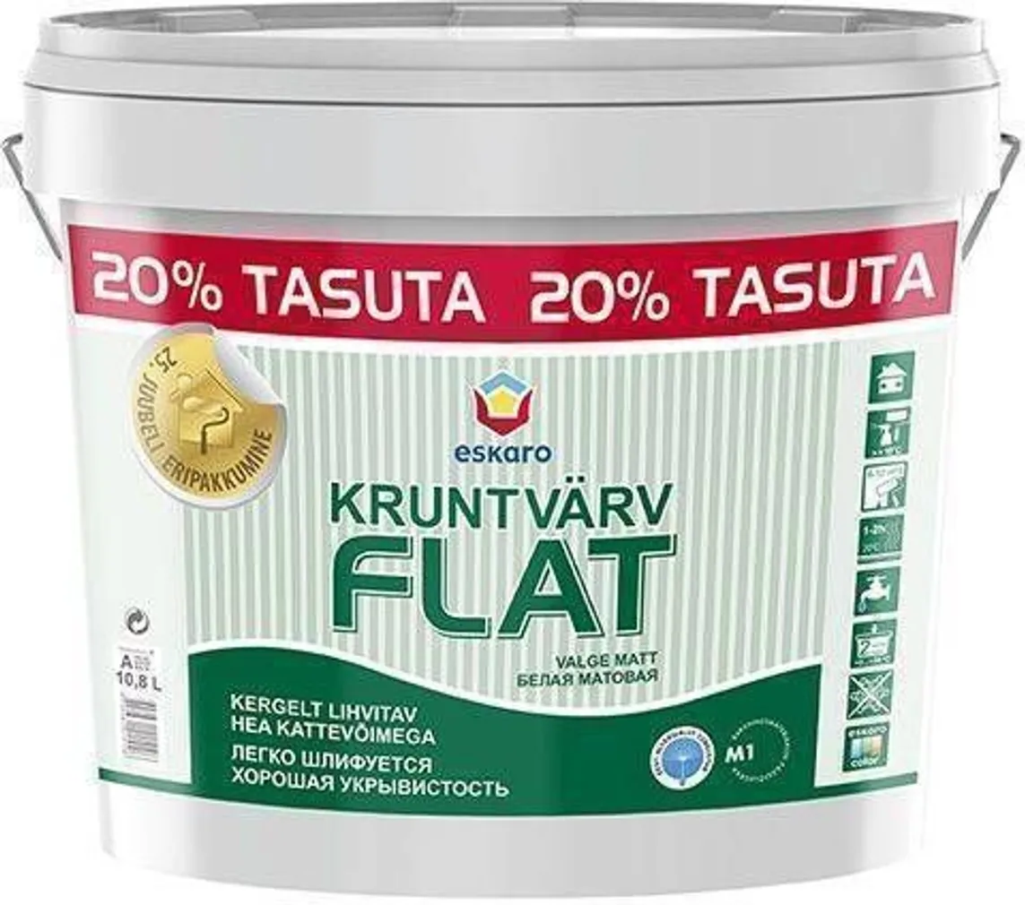 KRUNTVÄRV ESKARO FLAT 10,8L VALGE TÄISMATT