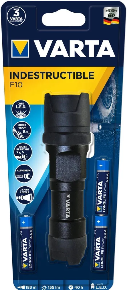 TASKULAMP F10 INDESTRUCTIBLE VARTA