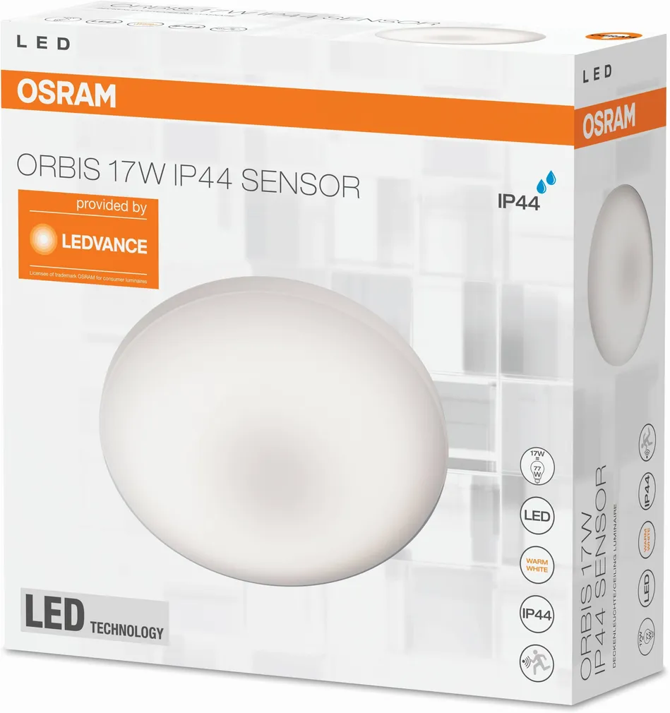 PLAFOON SENSOR SILARA OSRAM 17W LED 1100LM 3000K IP44 310MM 