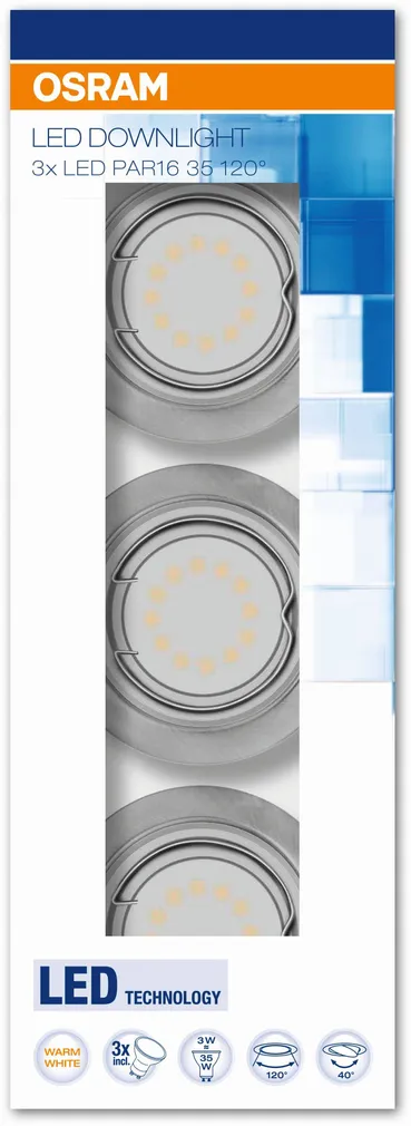 KOHTVALGUSTI KOMPLEKT OSRAM 3X3W LED 3X240LM 2700K 