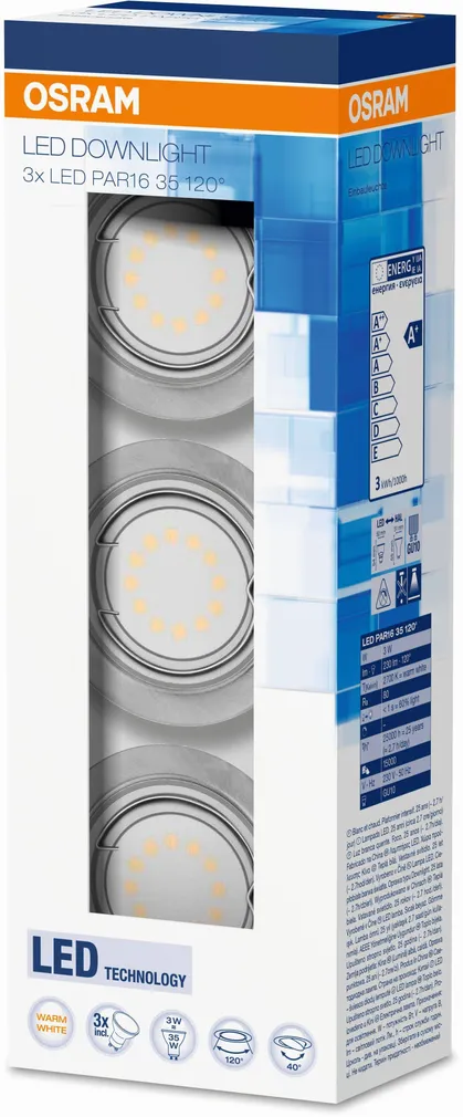 KOHTVALGUSTI KOMPLEKT OSRAM 3X3W LED 3X240LM 2700K 