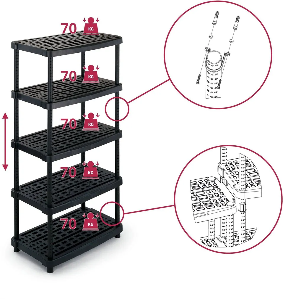 PLASTRIIUL SCAFFALONE 2436-5 NERO 188,5X93X59CM