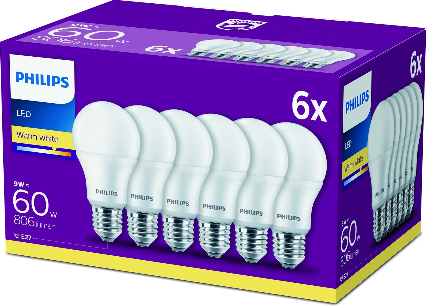 LED LAMP PHILIPS 9-60W E27 A60 2700K MATT 6TK PAKIS