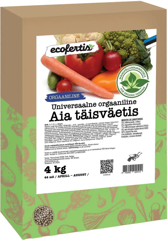 UNIVERSAALNE ORGAANILINE AIA TÄISVÄETIS ECOFERTIS 4KG