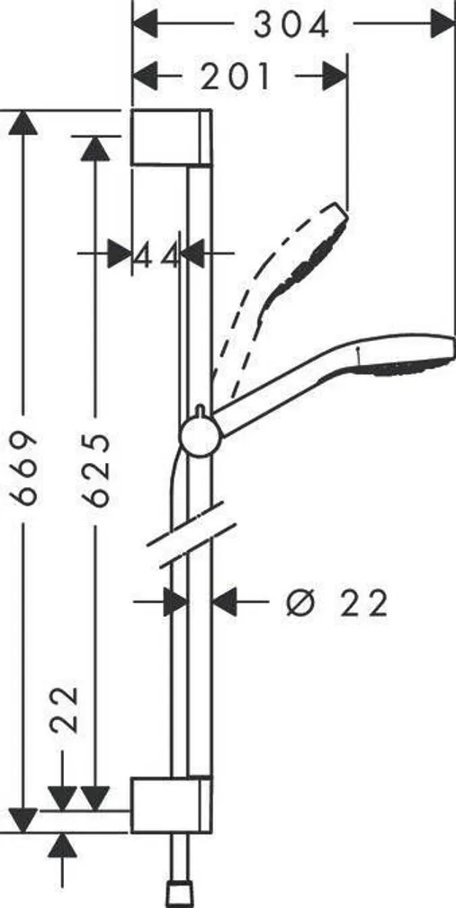 DUŠILIFT HANSGROHE CROMA SELECT 110/65 DUŠIKOMPLEKTIGA