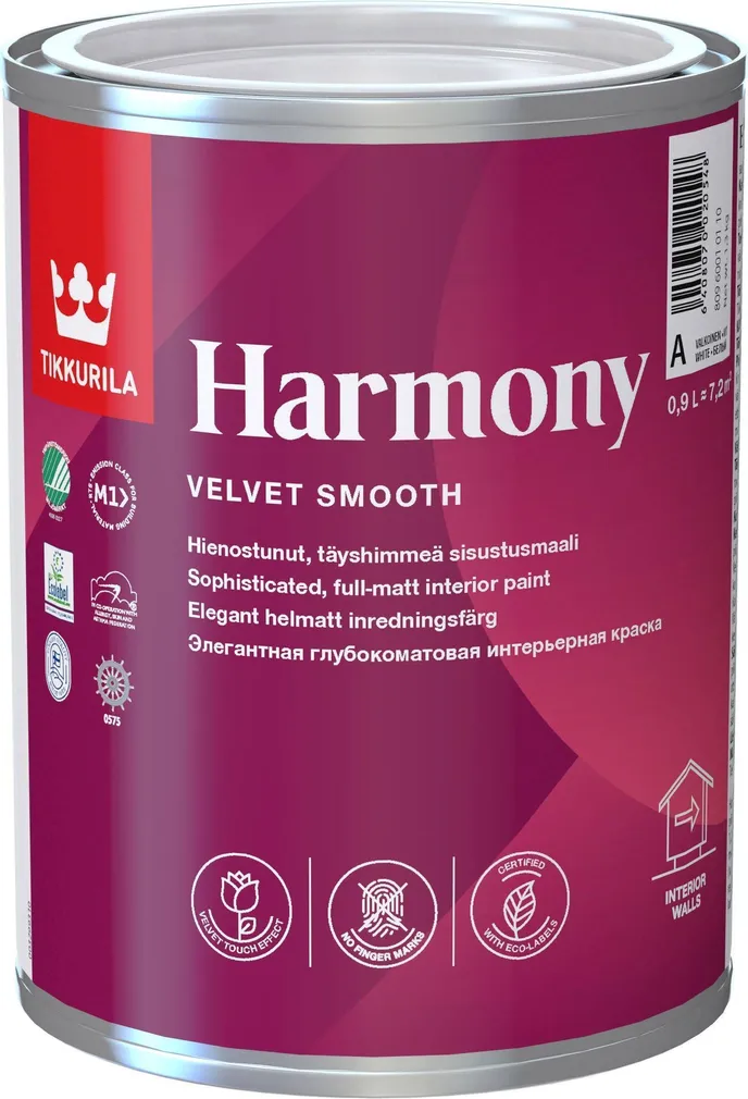 SEINAVÄRV TIKKURILA HARMONY 0,9L VALGE (A) TÄISMATT