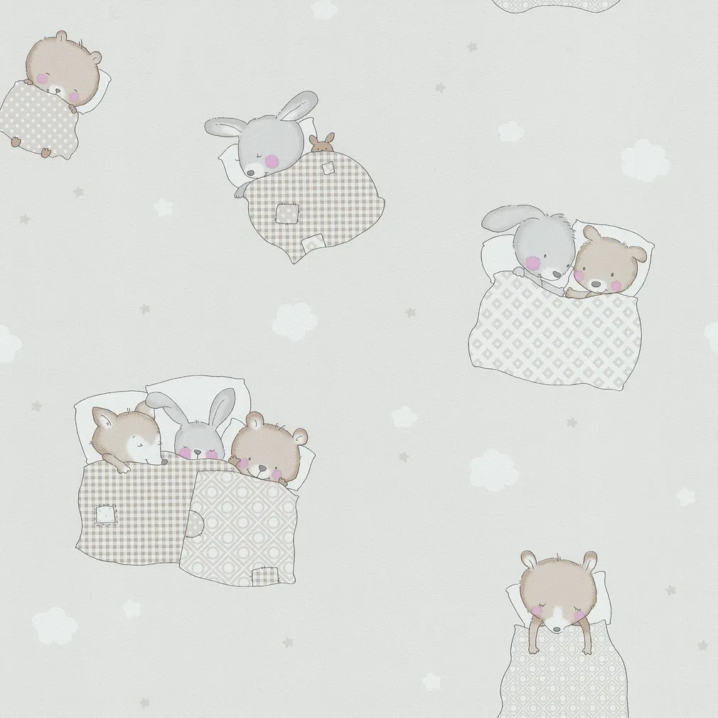 TAPEET DUTCH WALLCOVERINGS PAPER BEAR/RABBIT 05491-30
