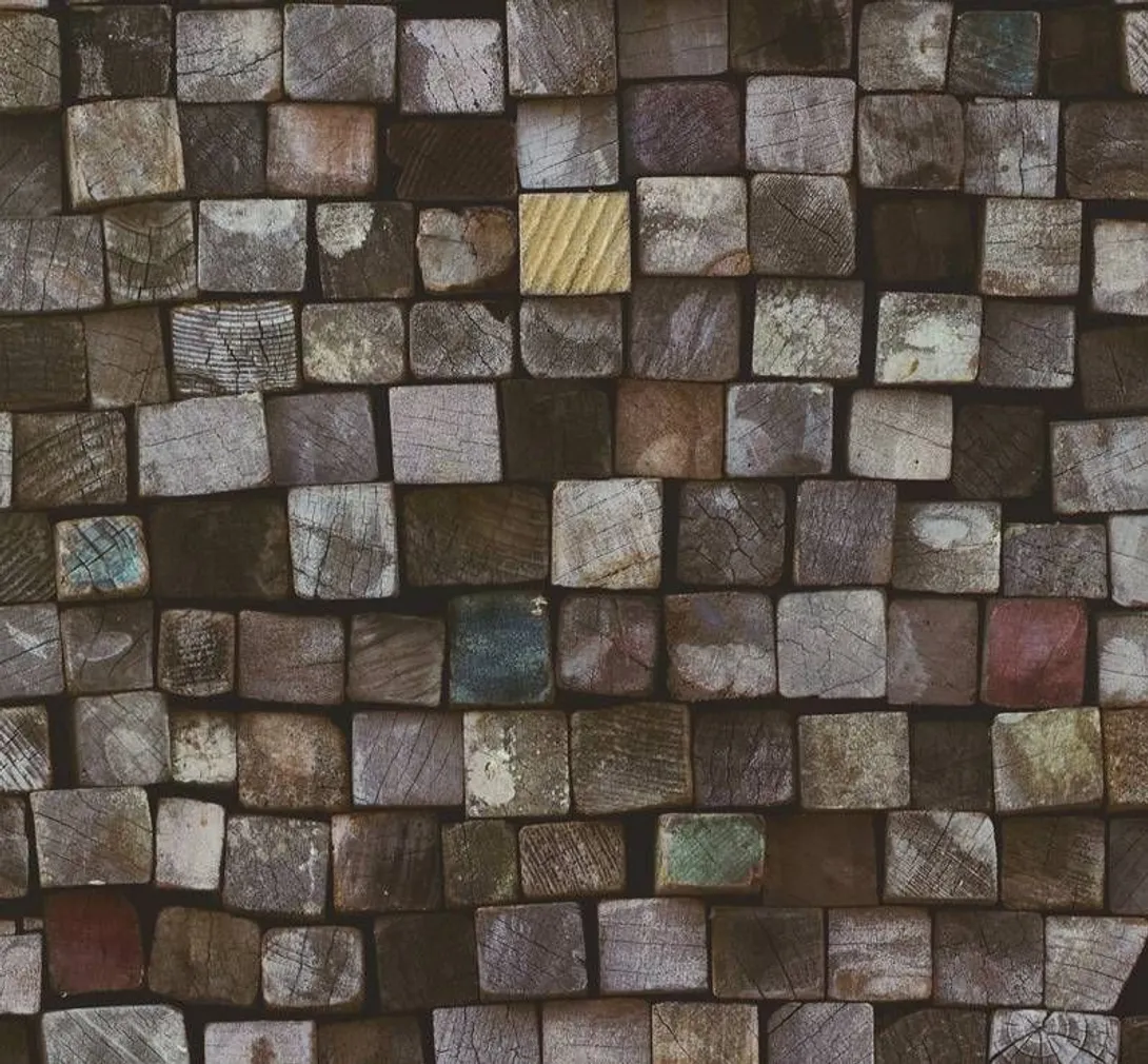 TAPEET DUTCH WALLCOVERINGS NON WOVEN WOODBLOCKS PRUUN 42101-10