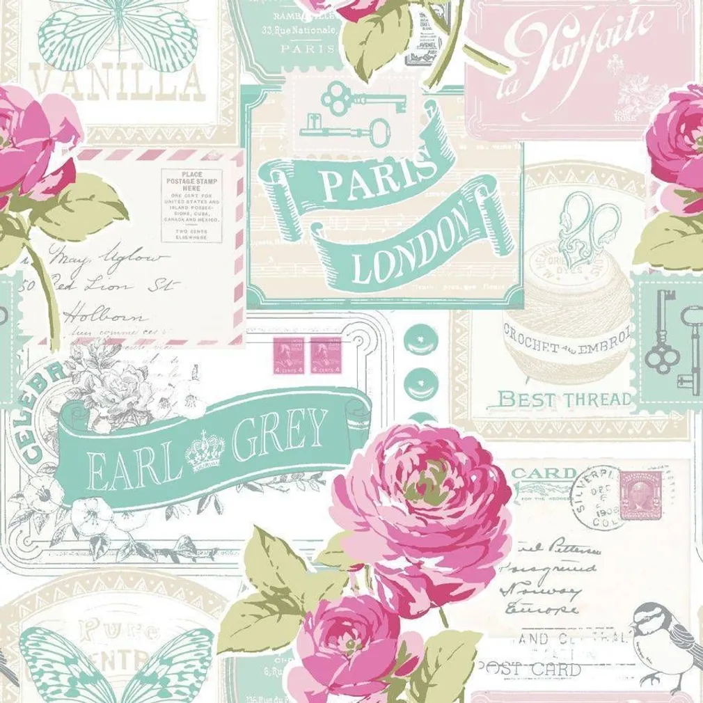 TAPEET DUTCH WALLCOVERINGS BEHANG POSTCARD E748-03