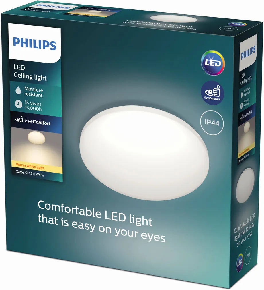 PLAFOON PHILIPS ZARPY 10W 2700K IP44 980LM