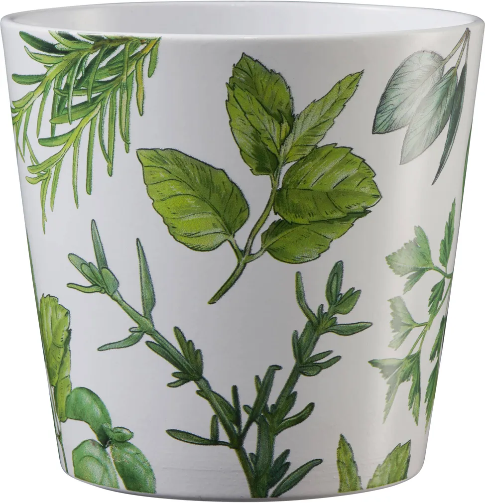 ÜMBRISPOTT SOENDGEN KERAMIK HERBS AND WHITE Ø14X13CM
