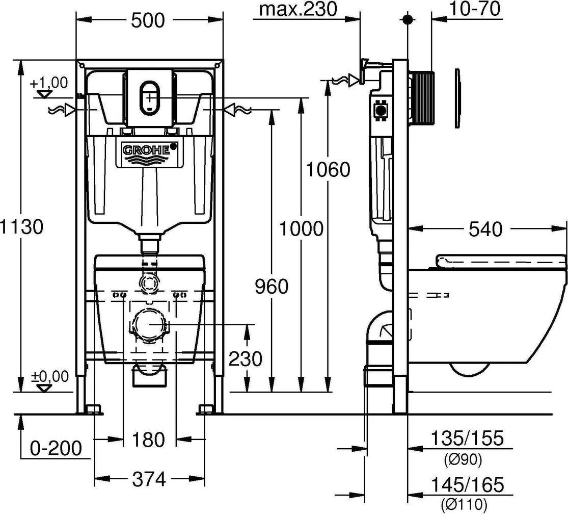 WC-RAAM SEINAPOTIGA GROHE EURO CERAMIC 4-IN-1