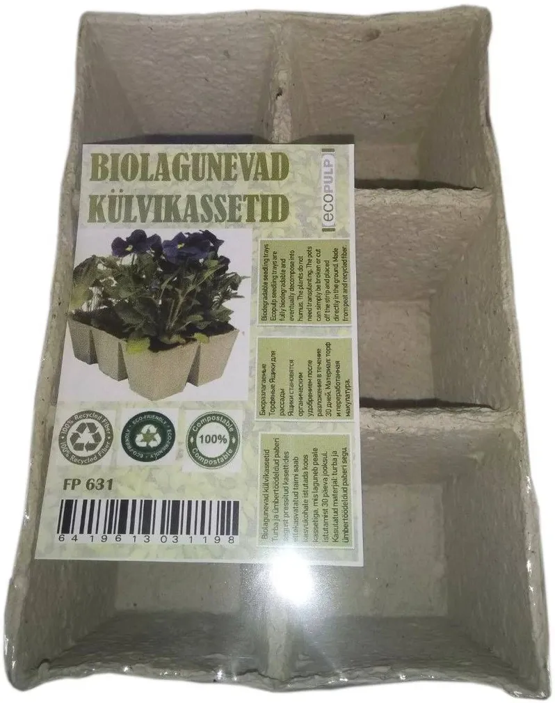 TURBAKASSETID ECOPULP 7X7CM 6 POTIGA BIOLAGUNEVAD 6TK PAKIS
